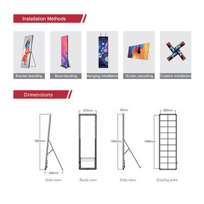 Flexible HD Digital P1.9 LED Poster Display Waterproof 2880hz Refresh Rate
